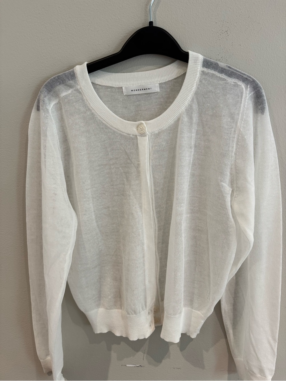 White Sheer Button-Front Cardigan Sweater
